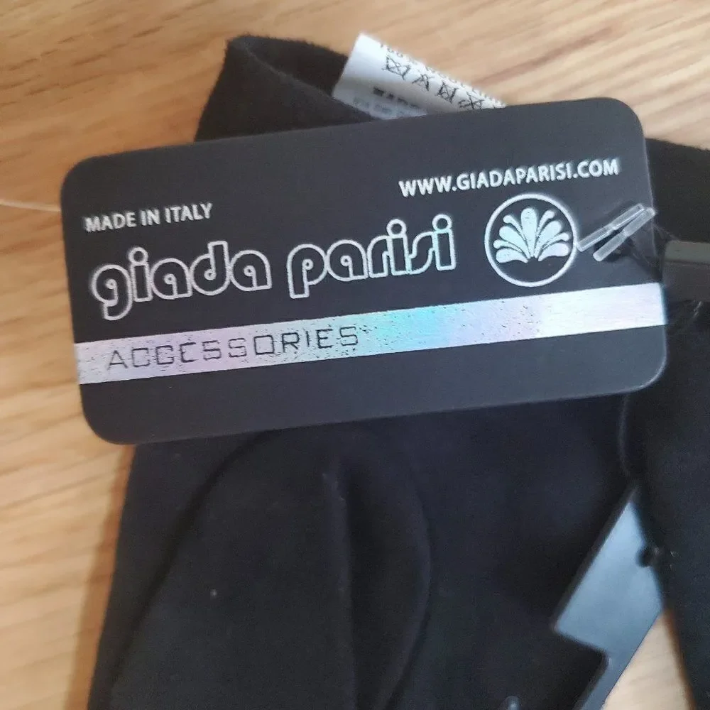 Giada Parisi Black Leather Made in Italy Gloves Size Medium